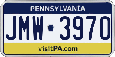 PA license plate JMW3970
