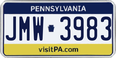 PA license plate JMW3983