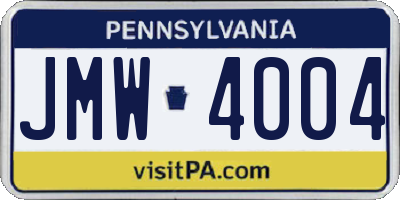 PA license plate JMW4004