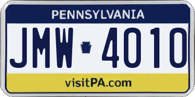 PA license plate JMW4010