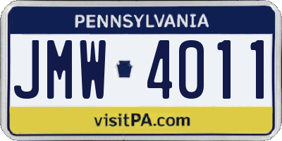 PA license plate JMW4011