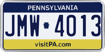 PA license plate JMW4013