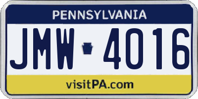 PA license plate JMW4016