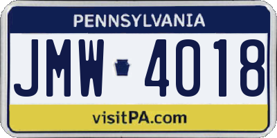 PA license plate JMW4018