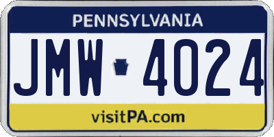 PA license plate JMW4024