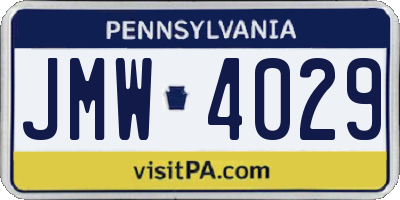 PA license plate JMW4029