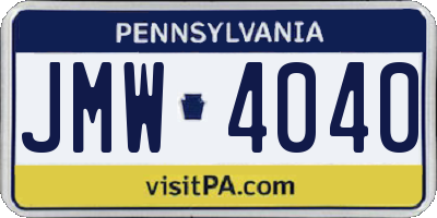 PA license plate JMW4040