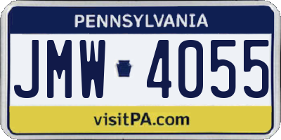 PA license plate JMW4055