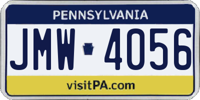 PA license plate JMW4056
