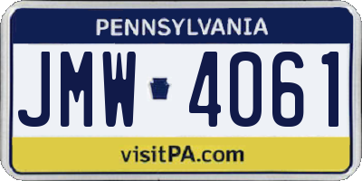 PA license plate JMW4061