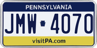 PA license plate JMW4070