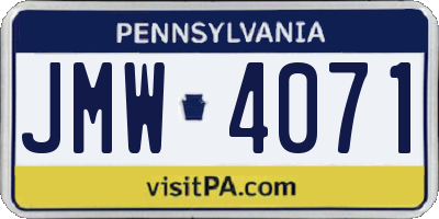 PA license plate JMW4071