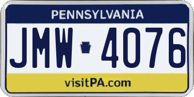 PA license plate JMW4076