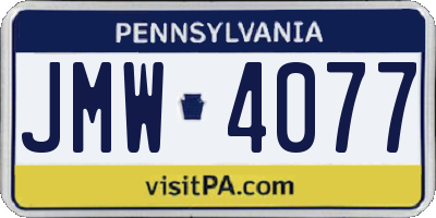 PA license plate JMW4077