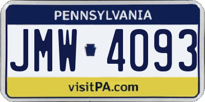 PA license plate JMW4093