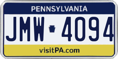 PA license plate JMW4094