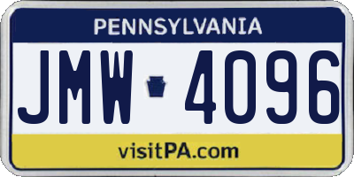 PA license plate JMW4096