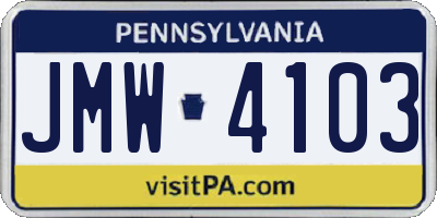 PA license plate JMW4103