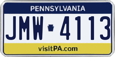 PA license plate JMW4113