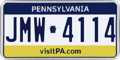 PA license plate JMW4114