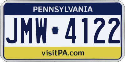 PA license plate JMW4122