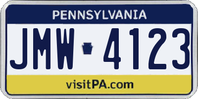 PA license plate JMW4123