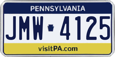 PA license plate JMW4125