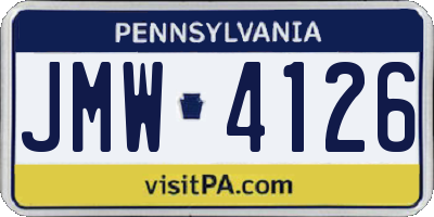 PA license plate JMW4126