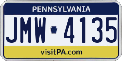 PA license plate JMW4135