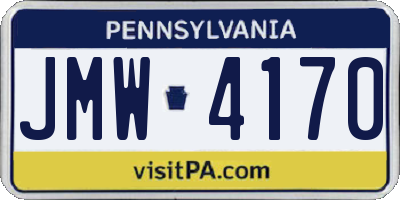 PA license plate JMW4170