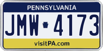 PA license plate JMW4173