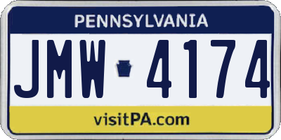 PA license plate JMW4174