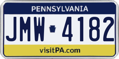 PA license plate JMW4182