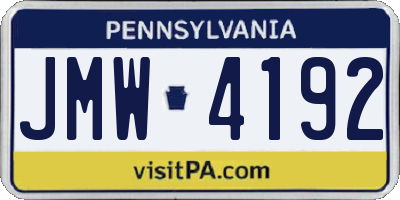 PA license plate JMW4192