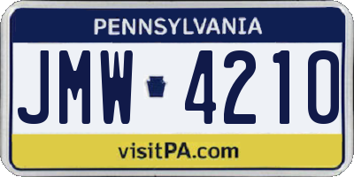 PA license plate JMW4210