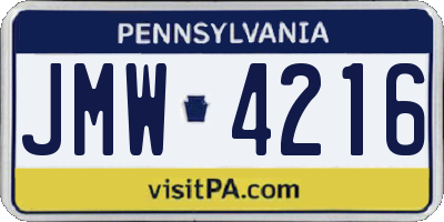 PA license plate JMW4216