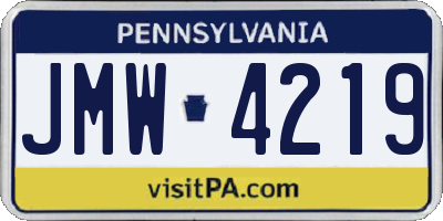 PA license plate JMW4219