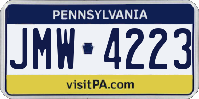 PA license plate JMW4223