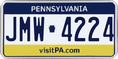 PA license plate JMW4224