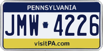 PA license plate JMW4226