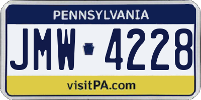 PA license plate JMW4228