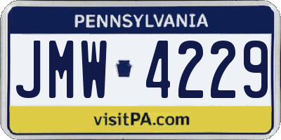 PA license plate JMW4229