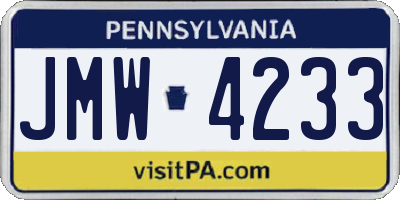 PA license plate JMW4233