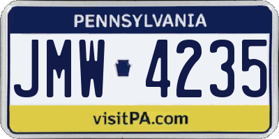 PA license plate JMW4235