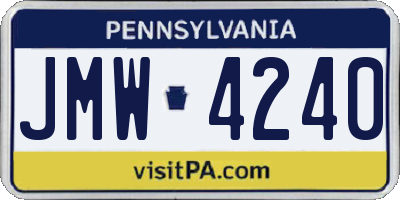 PA license plate JMW4240