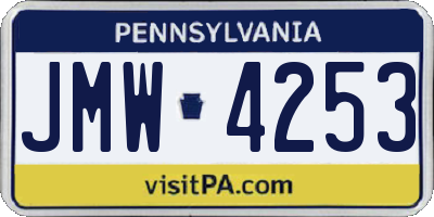 PA license plate JMW4253