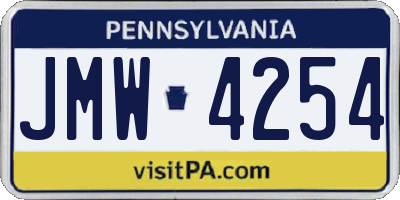 PA license plate JMW4254