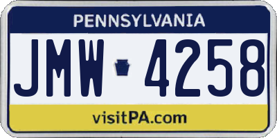 PA license plate JMW4258