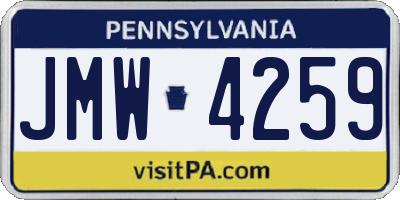 PA license plate JMW4259