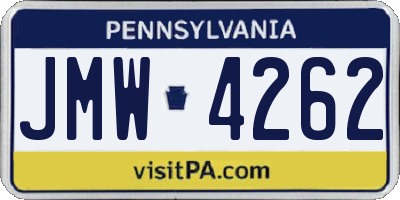 PA license plate JMW4262